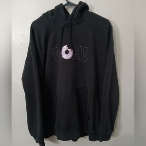 Black Adidas Hoodie with Simpsons Donut Graphic